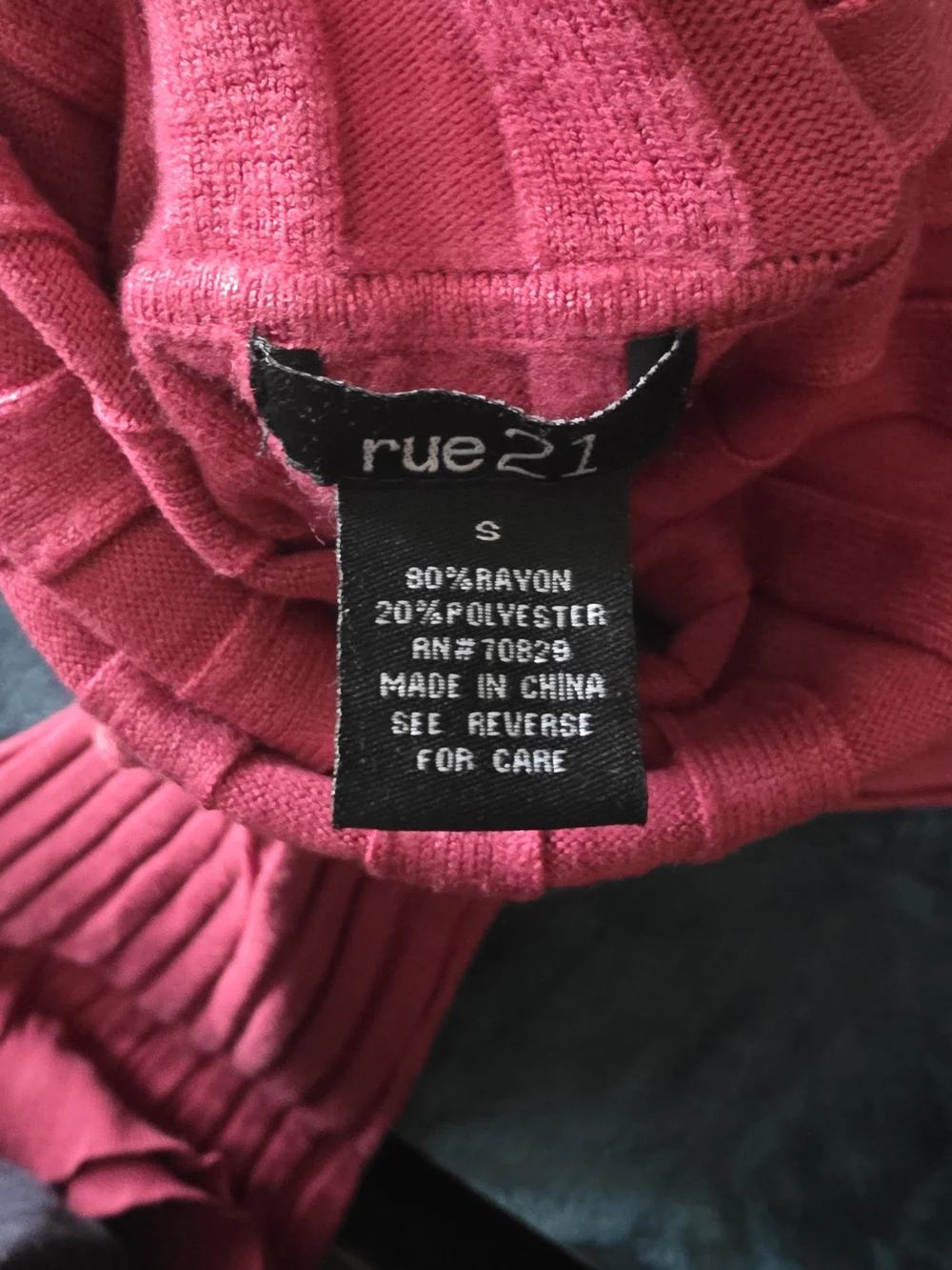 Rue21 Bright Pink Ribbed Cowl-Neck Sweater